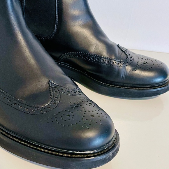 Tod's Black Leather Brogue Detail Boots Men's 7 - Picture 13 of 16